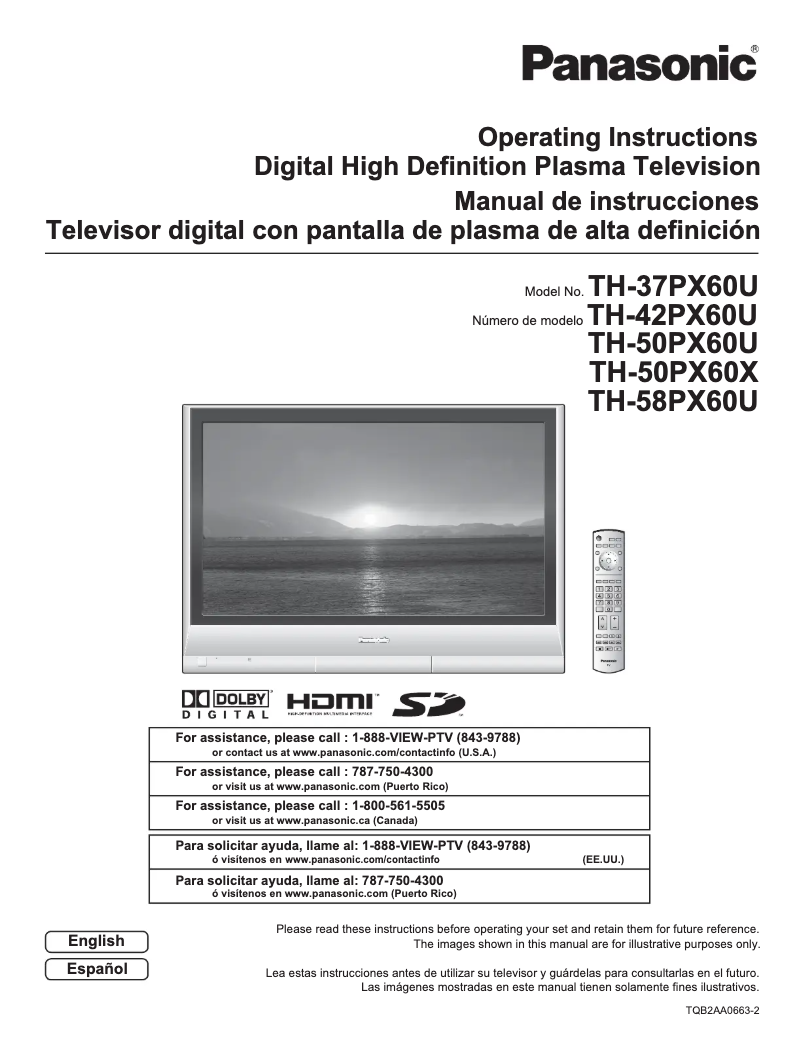 Imagen de la primera página del manual del dispositivo TH-58PX60U