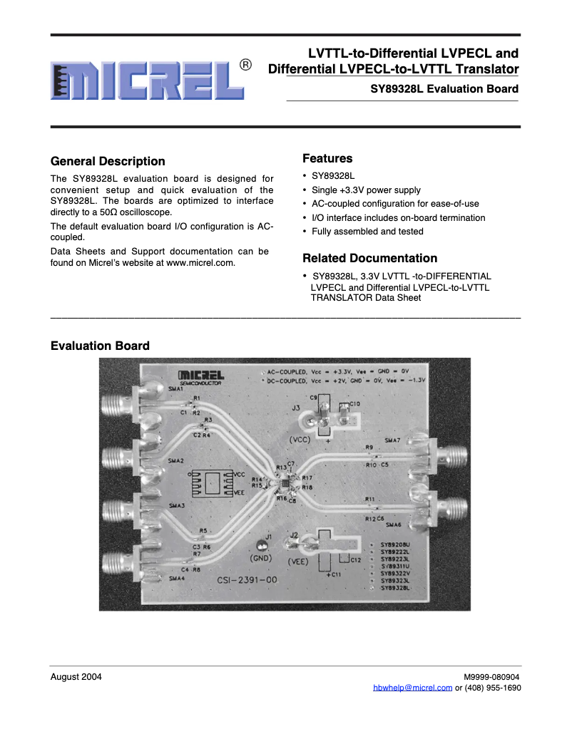 Imagen de la primera página del manual del dispositivo SY89328L
