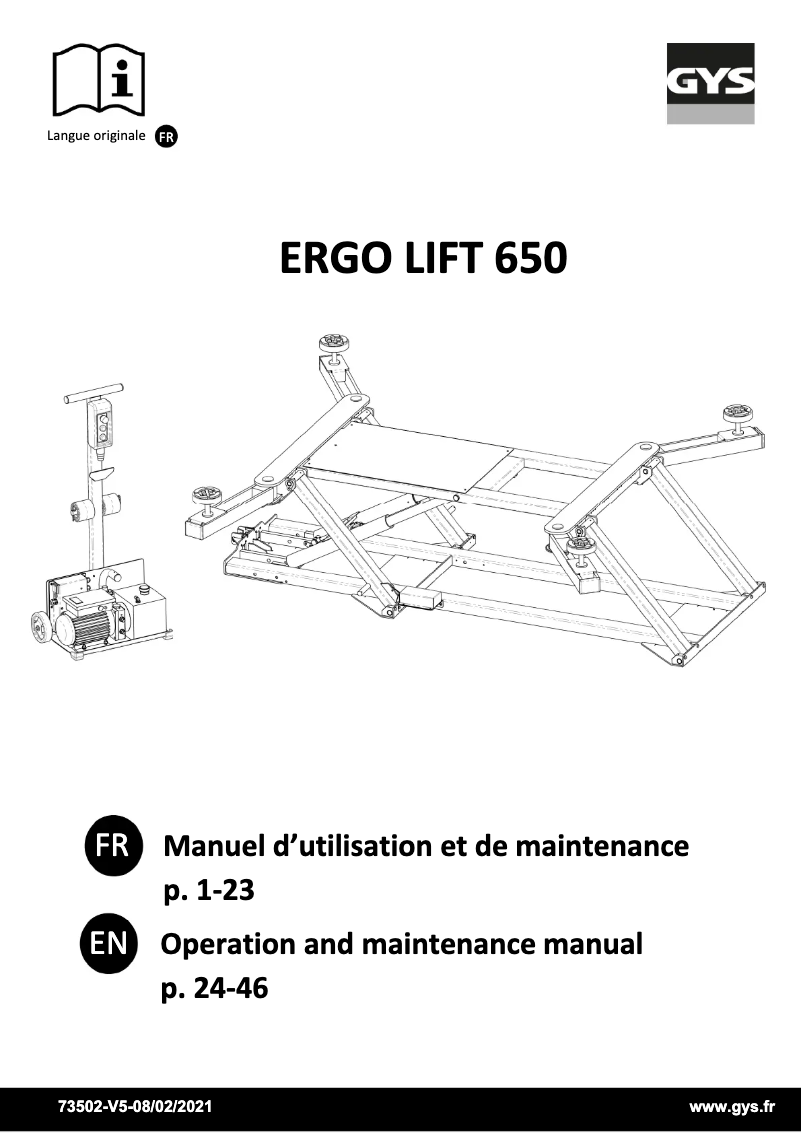 Página 1 del manual Manual de usuario GYS Ergo Lift 650
