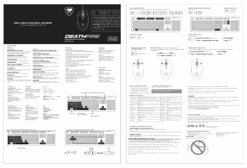 Página 1 del manual Manual de usuario Cougar DeathFire Gaming Gear Combo