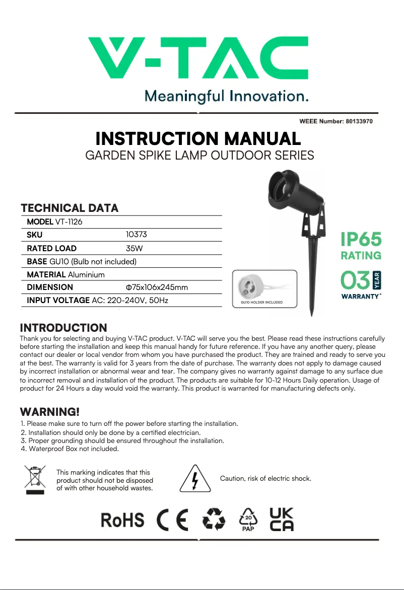 Página 1 del manual Manual de usuario V-TAC VT-1126