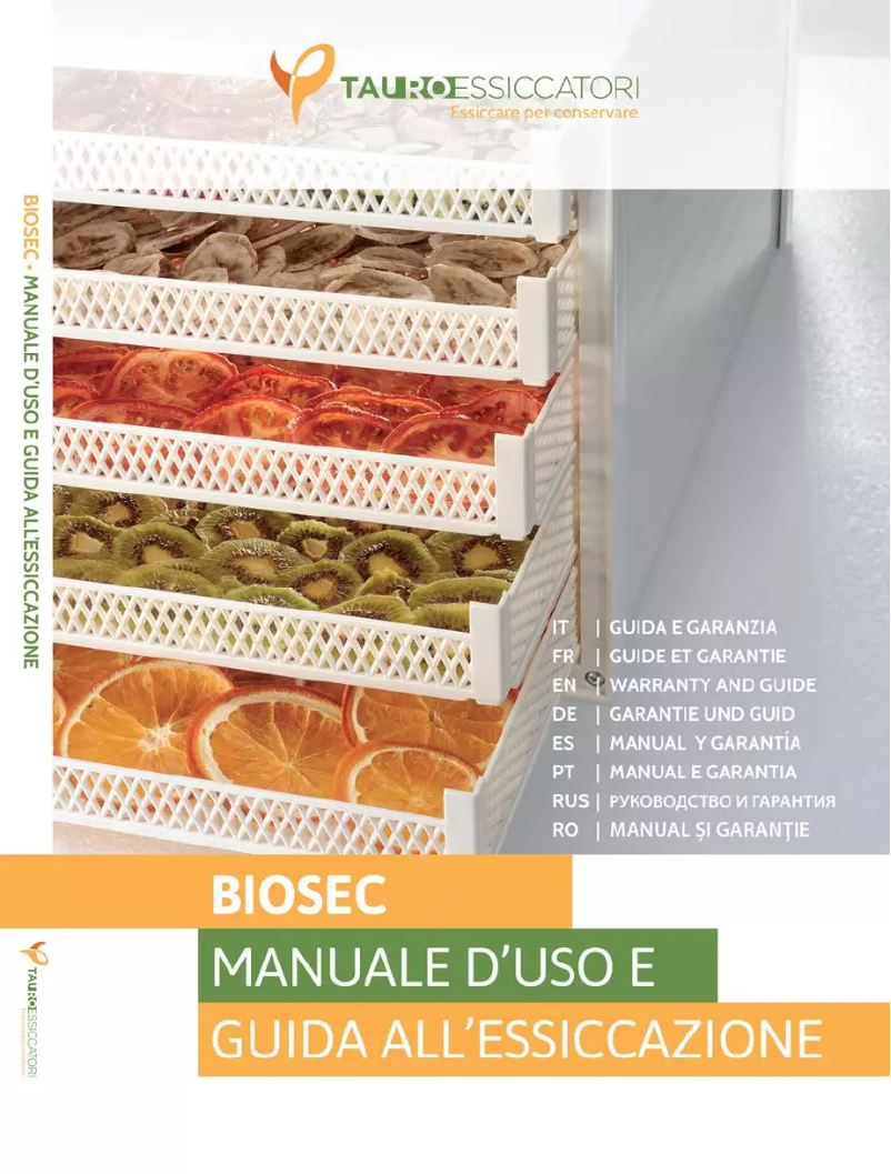 Página 1 del manual Manual de usuario Tauro Essiccatori Biosec Domus B10