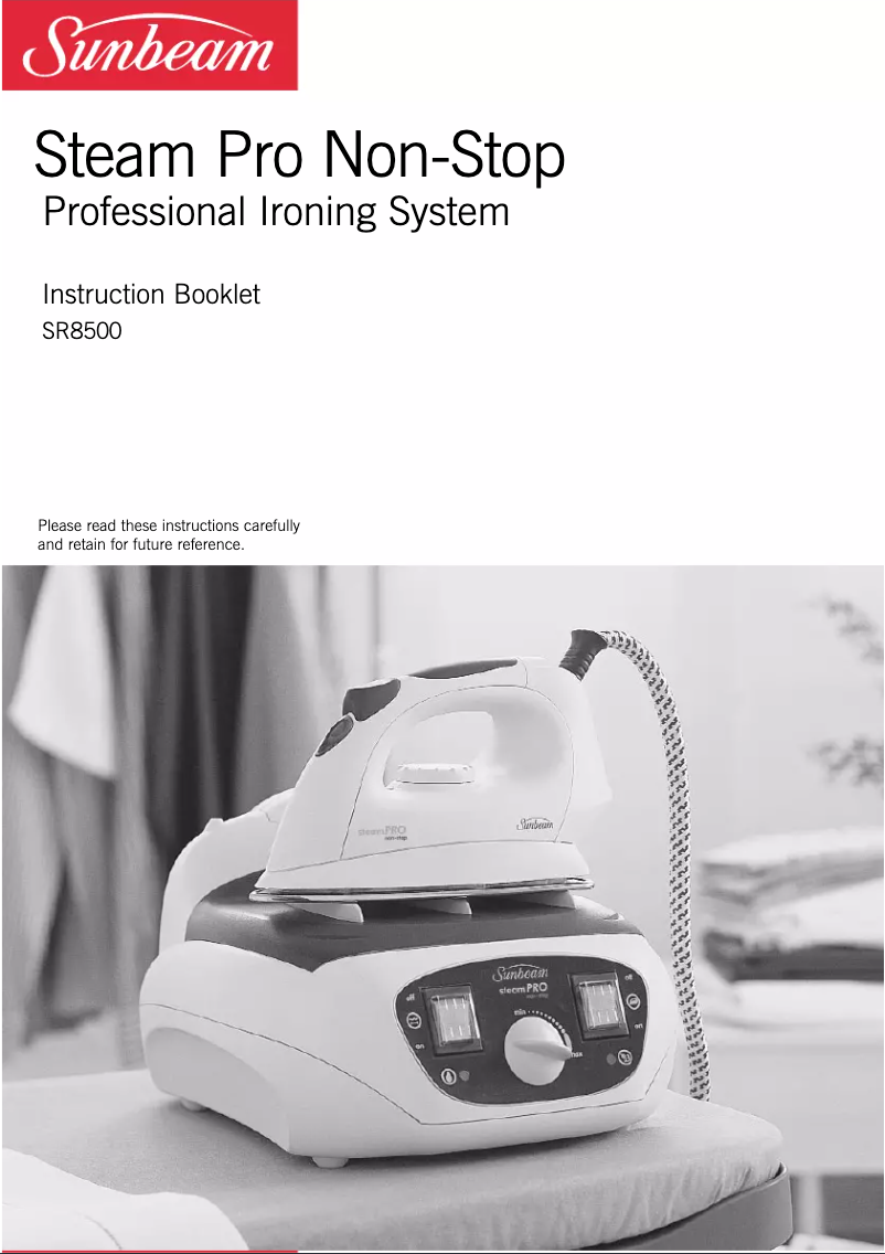 Imagen de la primera página del manual del dispositivo Steam Pro Non-Stop SR8500