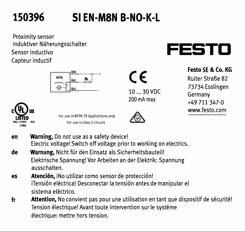 Página 1 del manual Manual de usuario Festo SIEN-M8NB-NO-K-L