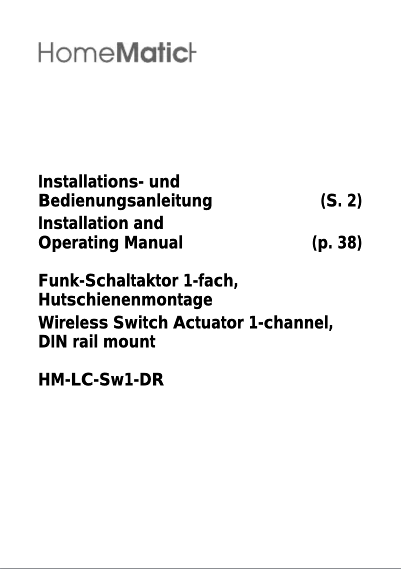 Página 1 del manual Manual de usuario eQ-3 eQ-3 AG HM-LC-Sw1-DR