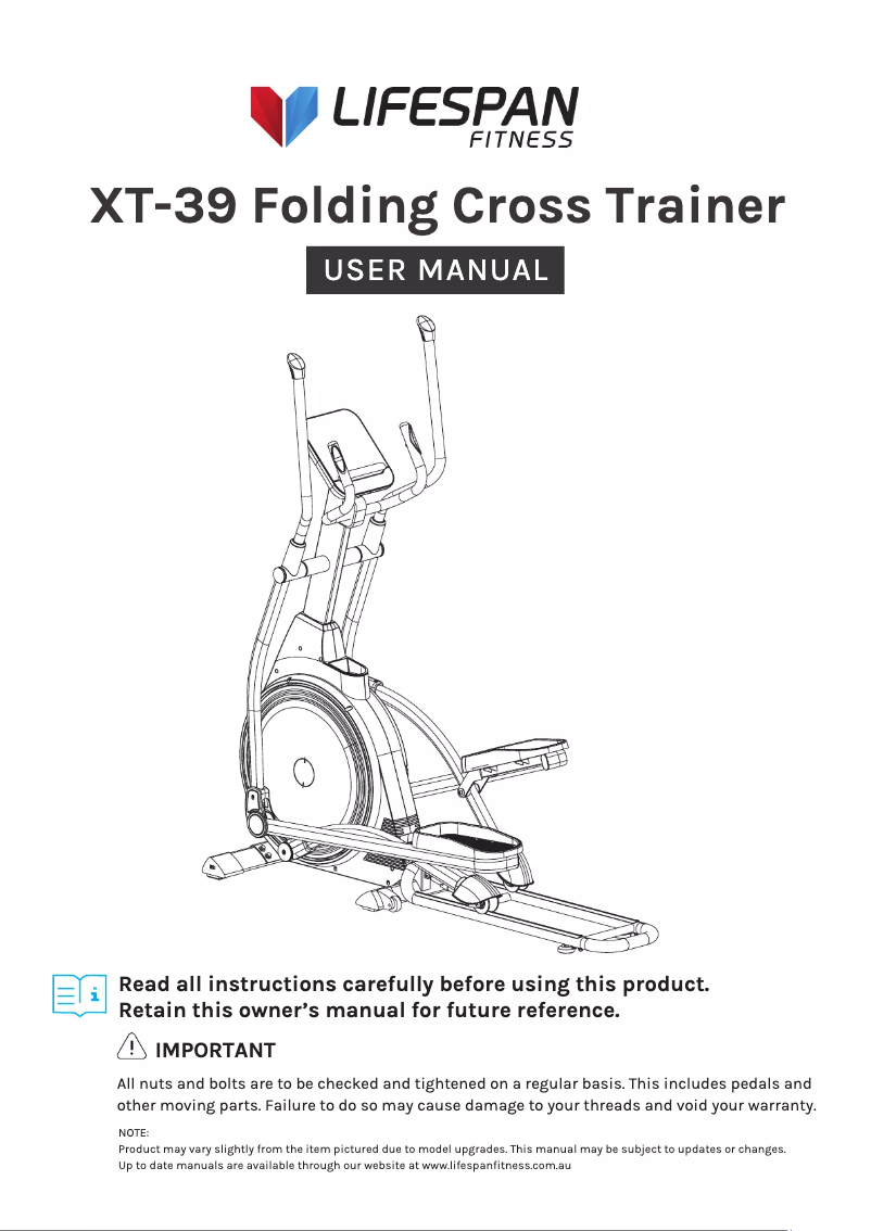 Página nº 1 - Manual de usuario LifeSpan XT-39
