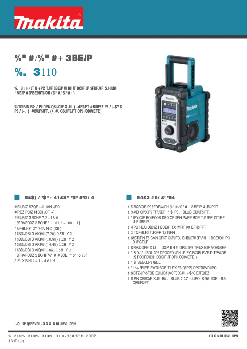 Página 1 del manual Ficha técnica Makita DMR110