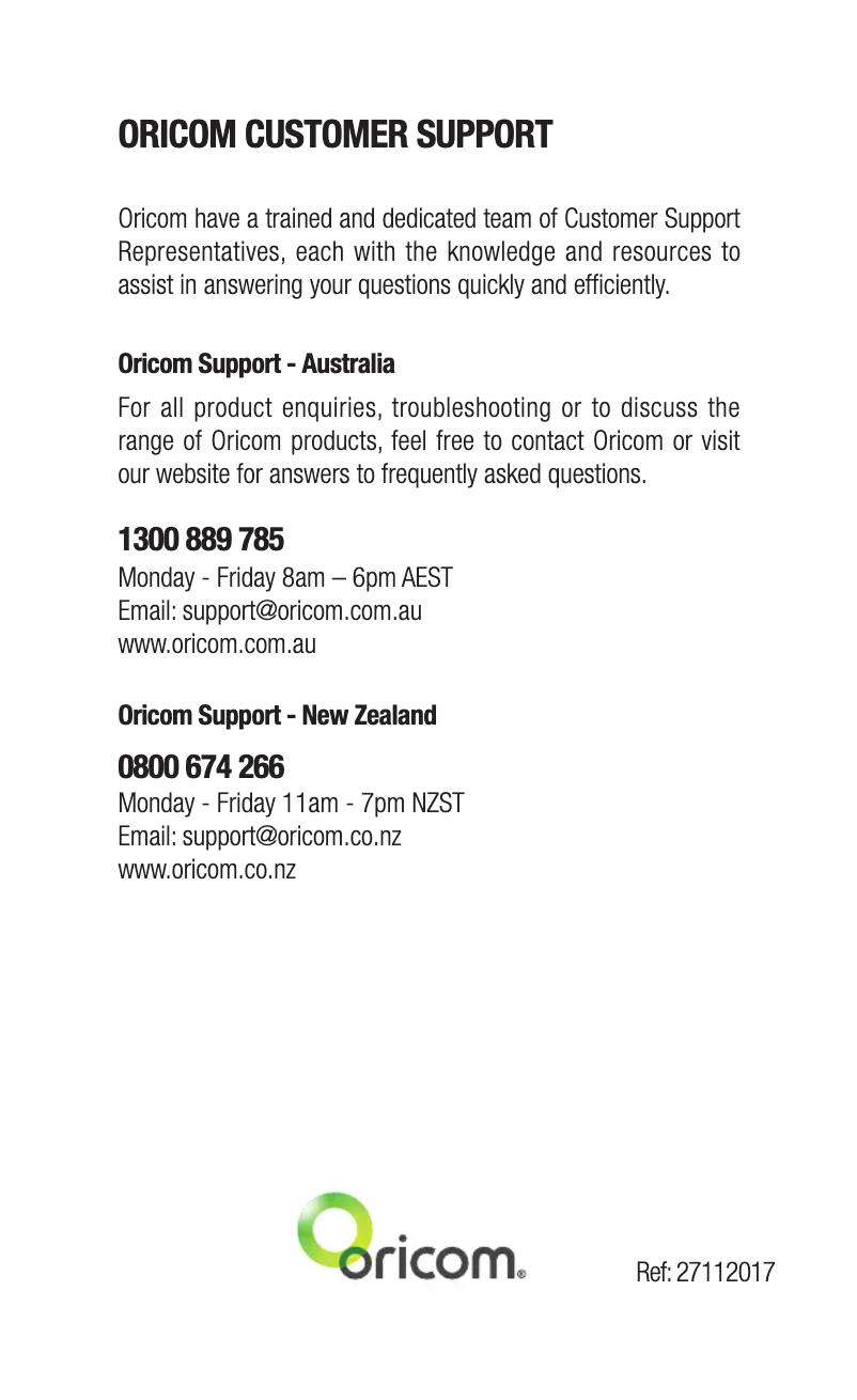 Página 1 del manual Manual de usuario Oricom UHF2195