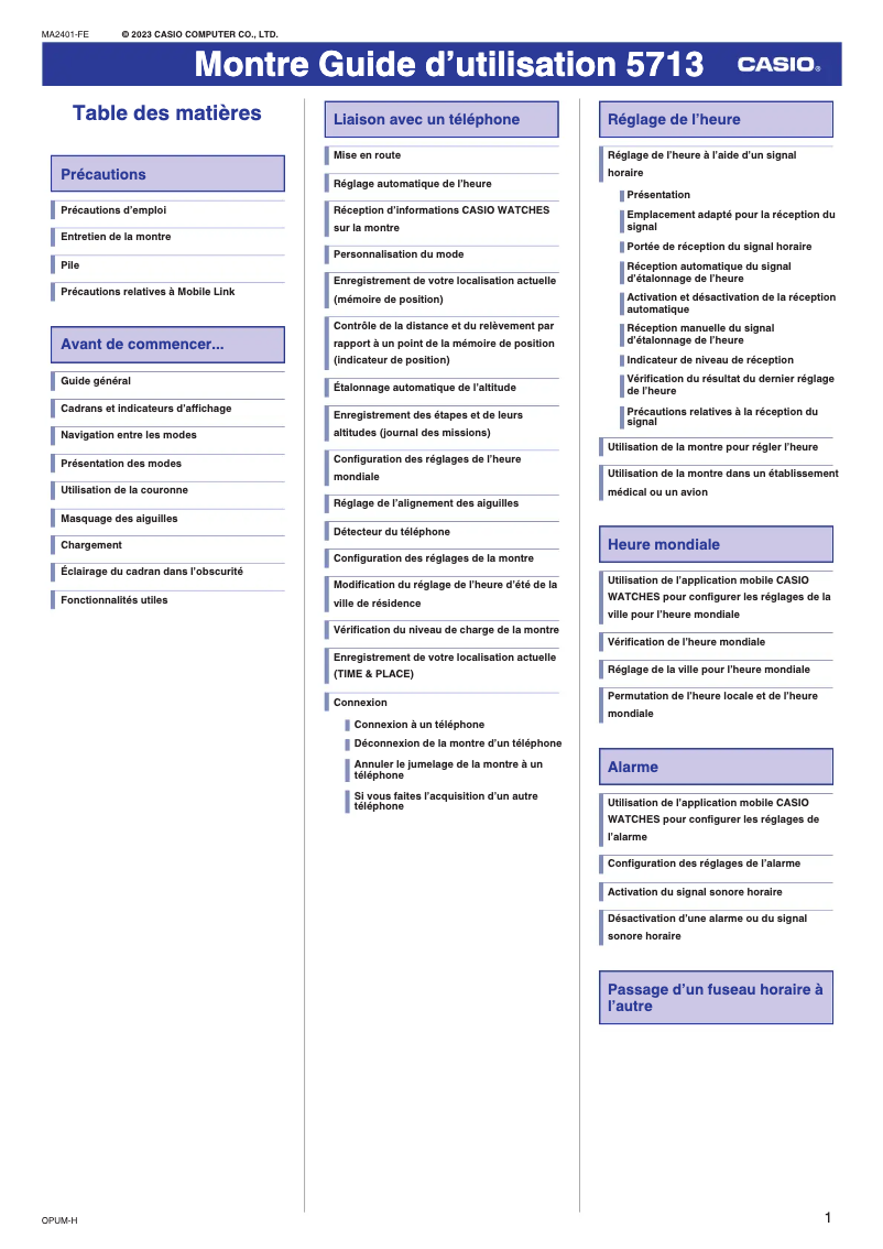 Imagen de la primera página del manual del dispositivo G-Shock GG-B100