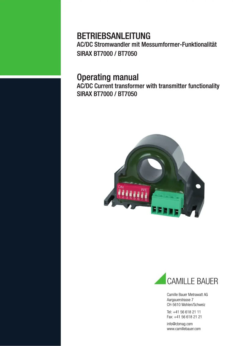 Página nº 1 - Manual de usuario Camille Bauer SIRAX BT7000