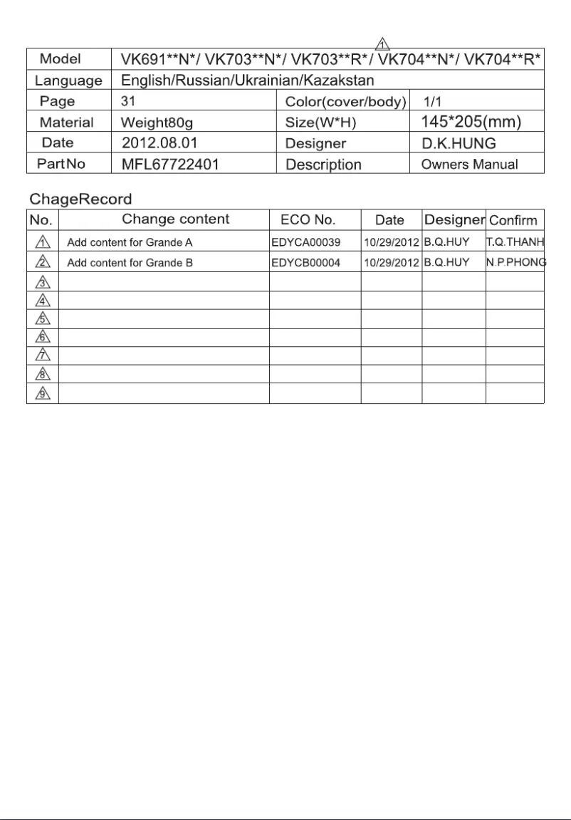 Página 1 del manual Manual de usuario LG VK69165NU