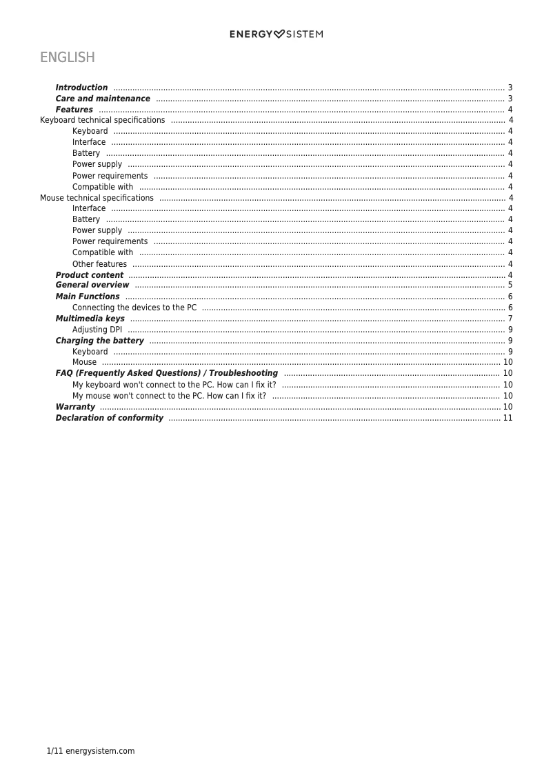Imagen de la primera página del manual del dispositivo Office Wireless Set 3 Silent