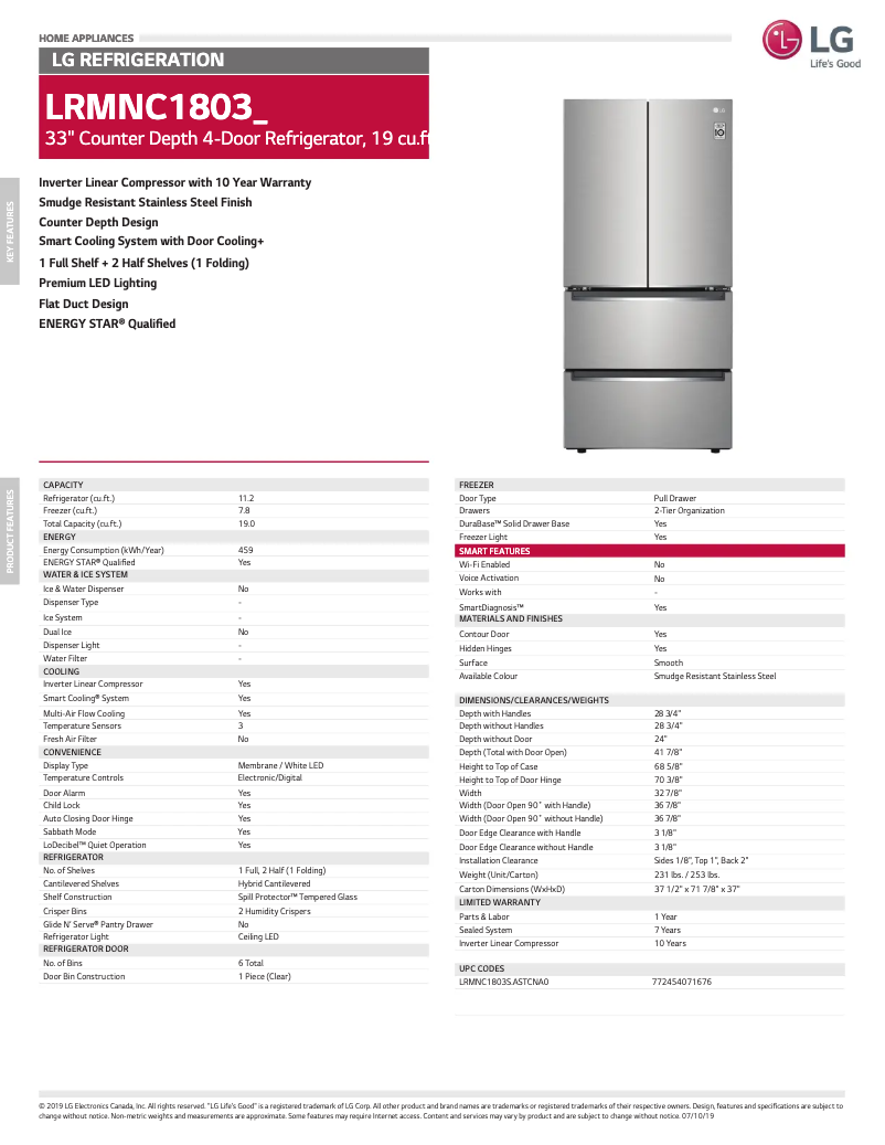 Imagen de la primera página del manual del dispositivo LRMNC1803S