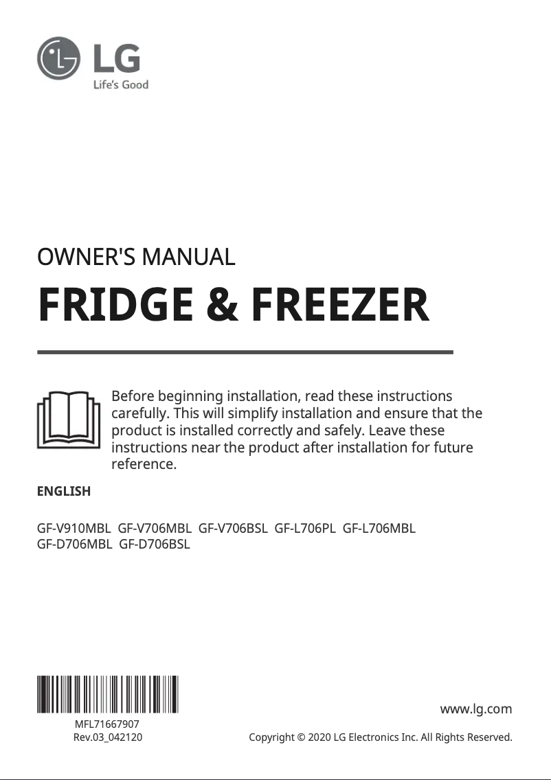 Imagen de la primera página del manual del dispositivo GF-D706