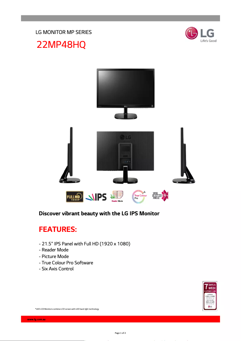 Imagen de la primera página del manual del dispositivo 22MP48HQ