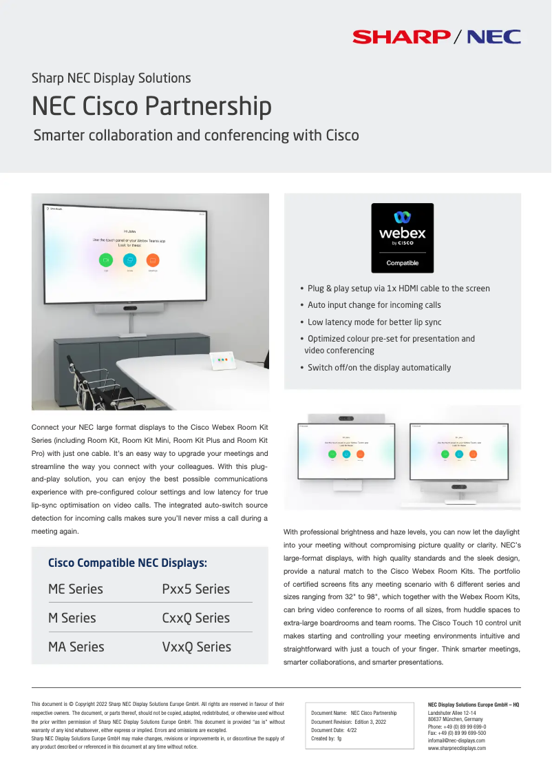Imagen de la primera página del manual del dispositivo MultiSync V864Q