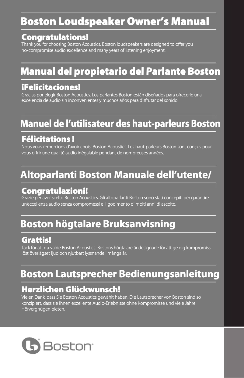 Página 1 del manual Manual de usuario Boston Acoustics RS 260