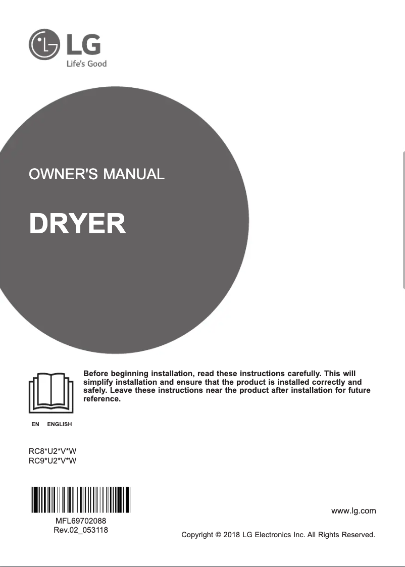 Imagen de la primera página del manual del dispositivo RC90U2AV3W