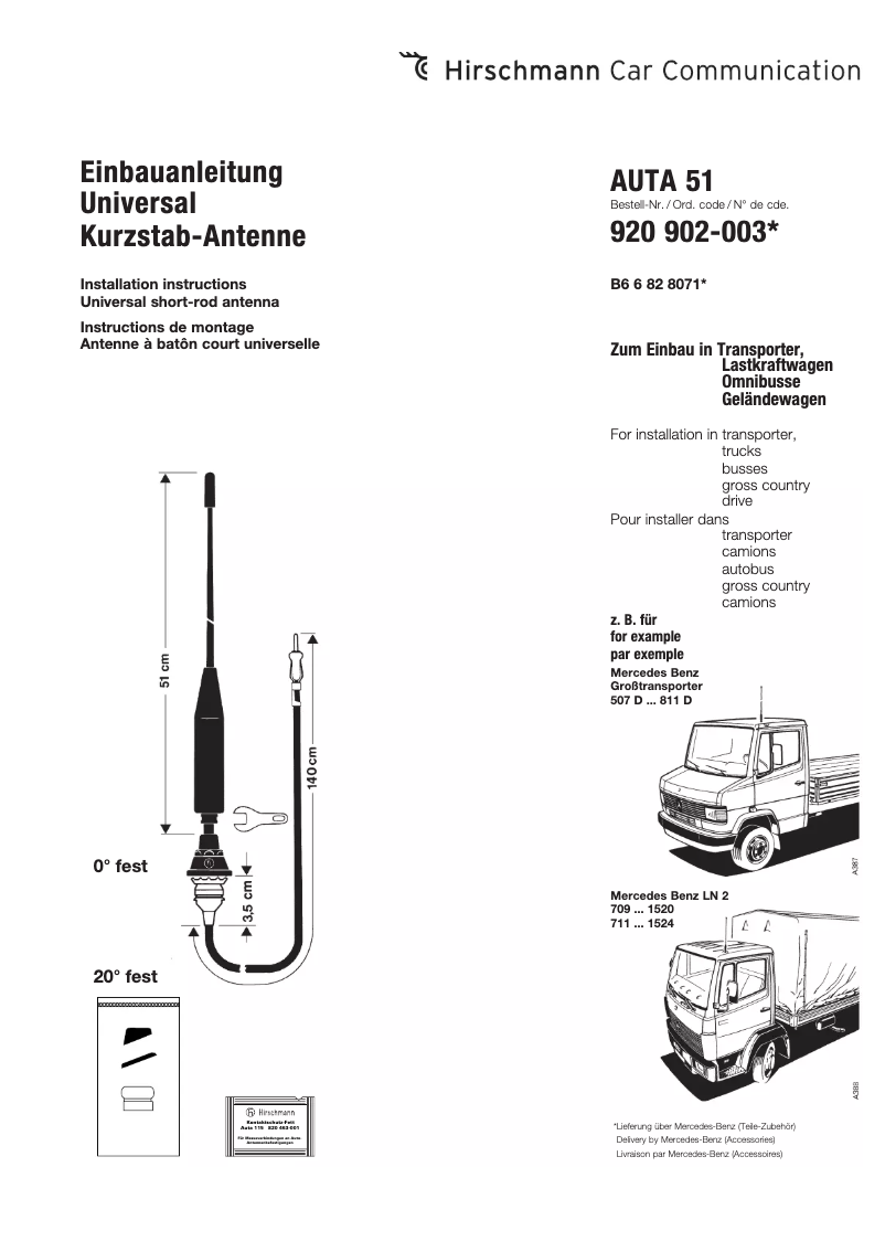Página 1 del manual Manual de usuario Hirschmann AUTA 51