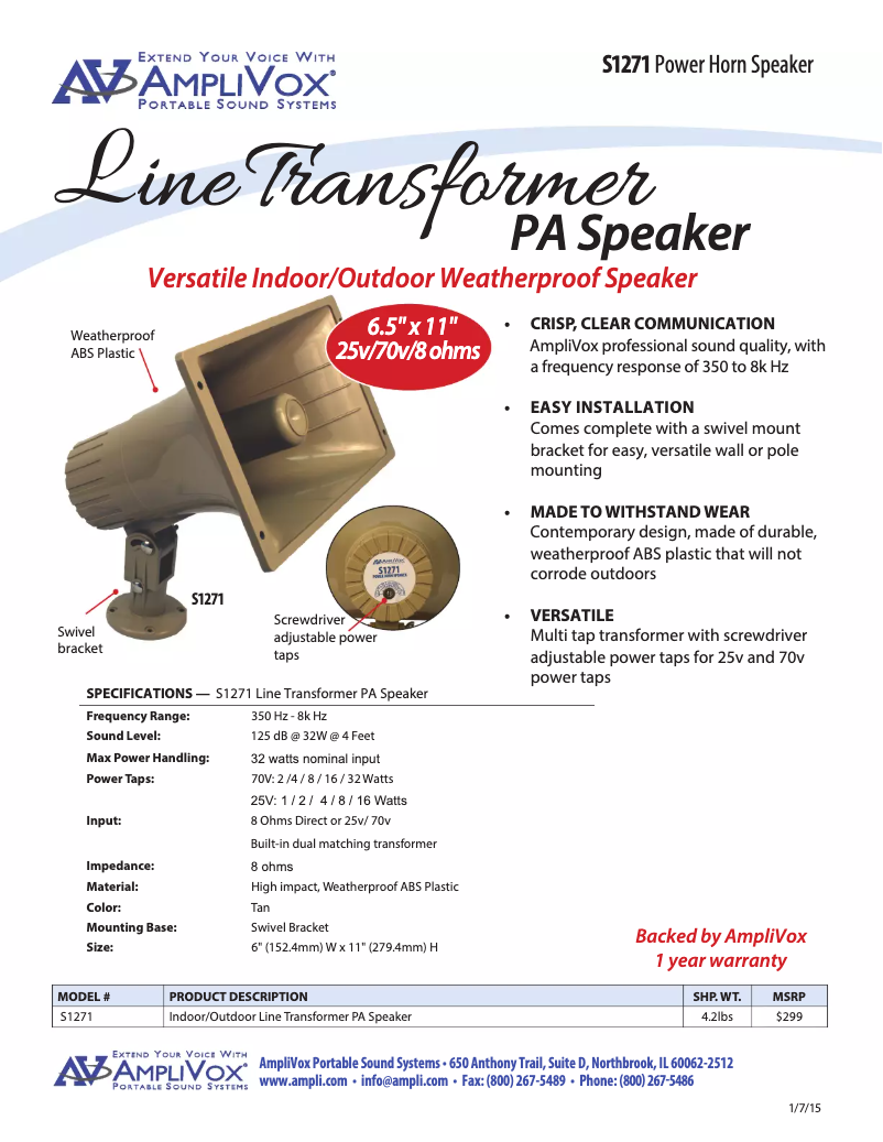 Página 1 del manual Manual de usuario AmpliVox S1271