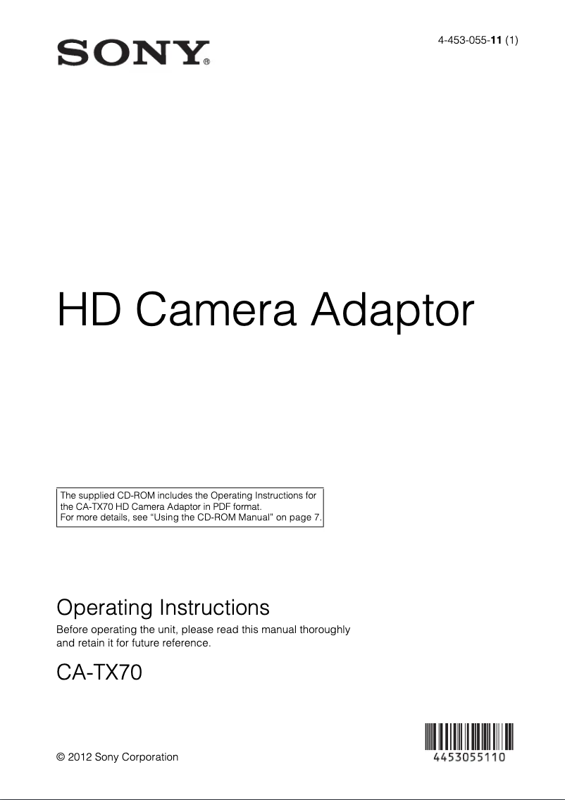 Imagen de la primera página del manual del dispositivo CA-TX70