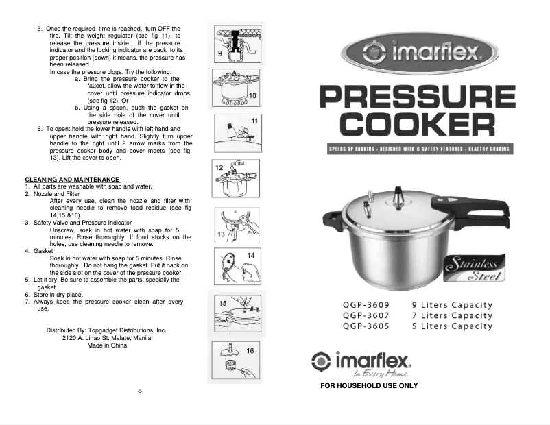 Página nº 1 - Manual de usuario Imarflex QGP-3609