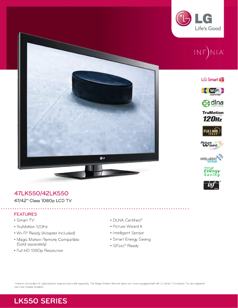 Imagen de la primera página del manual del dispositivo 42LK550