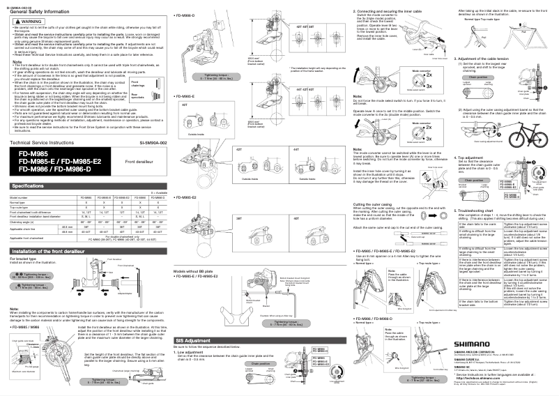 Página 1 del manual Manual de usuario Shimano FD-M985-E