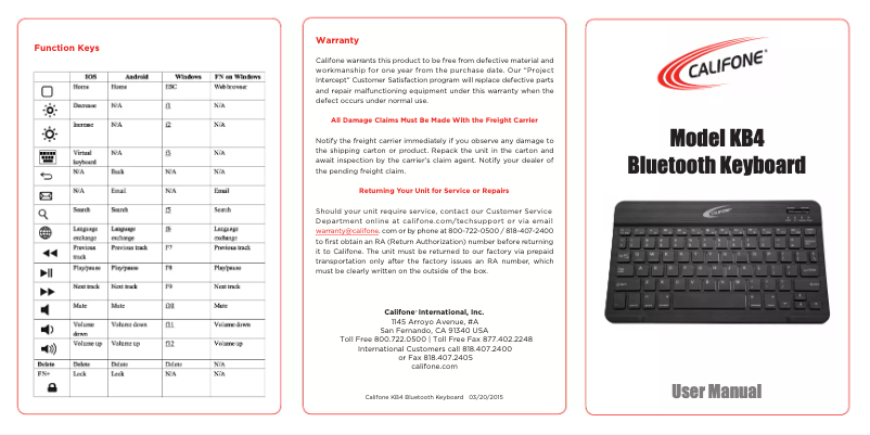 Imagen de la primera página del manual del dispositivo KB4