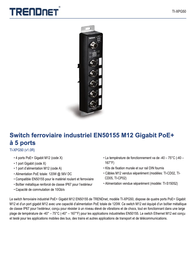 Página 1 del manual Ficha técnica TRENDnet TI-XPG50