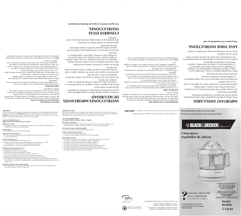 Imagen de la primera página del manual del dispositivo CJ630