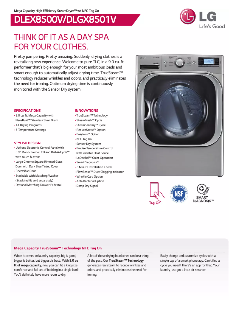 Página 1 del manual Ficha técnica LG DLEX8500V