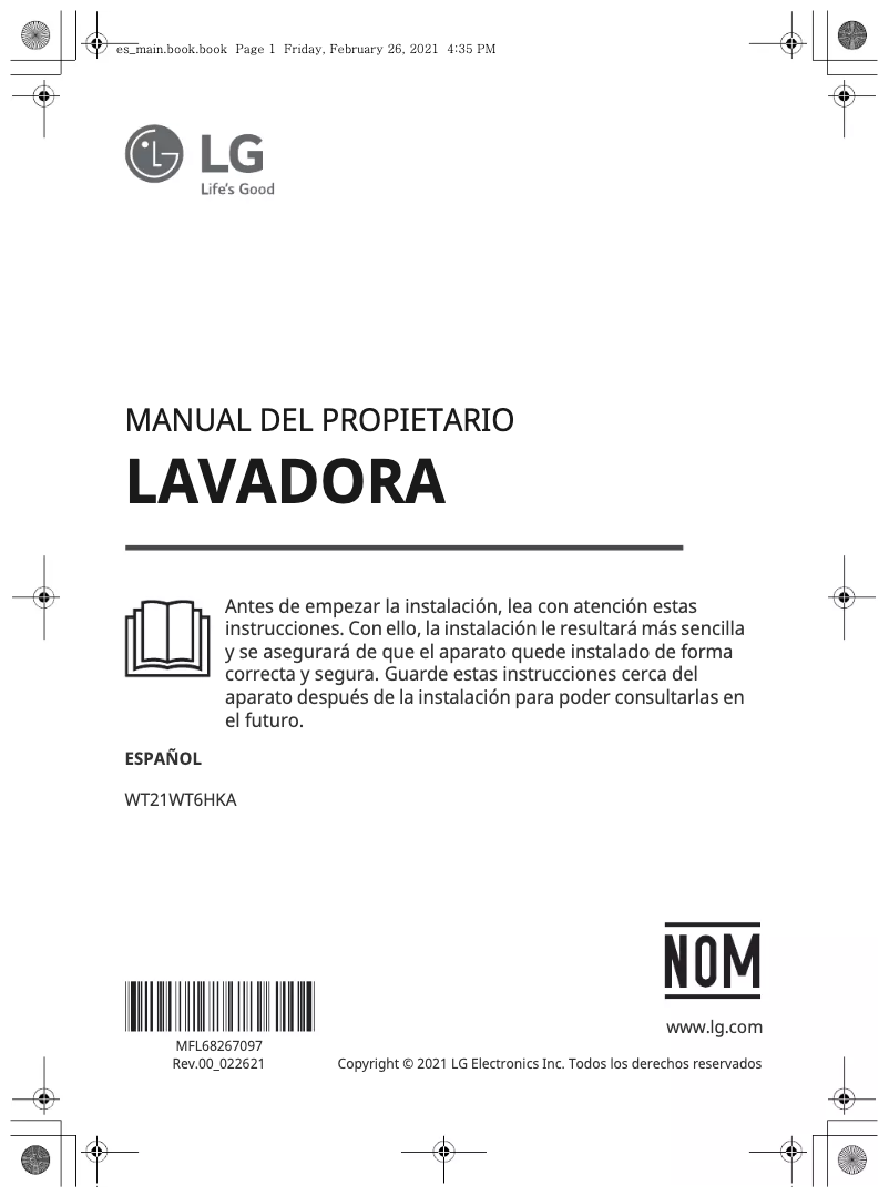 Imagen de la primera página del manual del dispositivo WT21WT6HKA