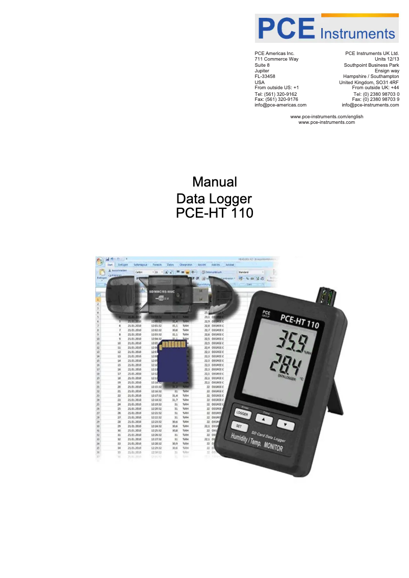 Página 1 del manual Manual de usuario PCE Instruments PCE-HT110