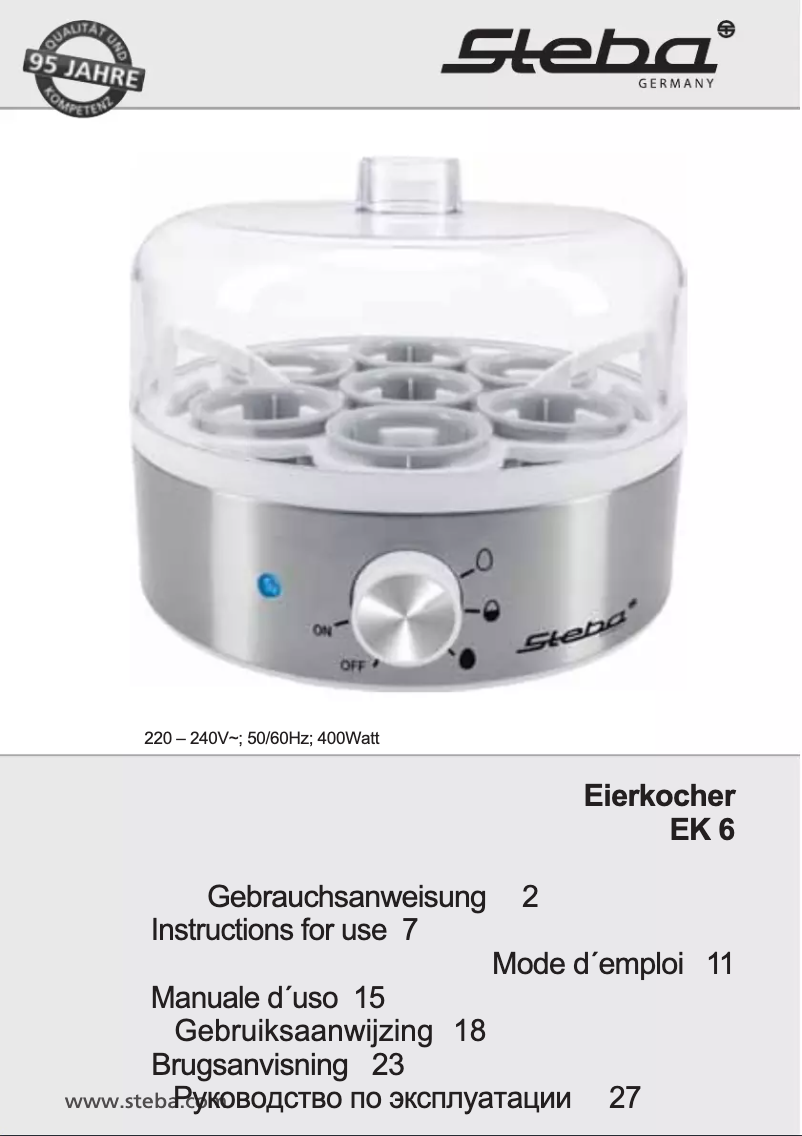 Página 1 del manual Manual de usuario Steba EK 6