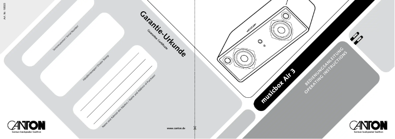 Página 1 del manual Manual de usuario Canton Musicbox Air 3