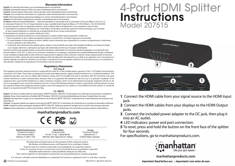 Página nº 1 - Manual de usuario Manhattan 207515
