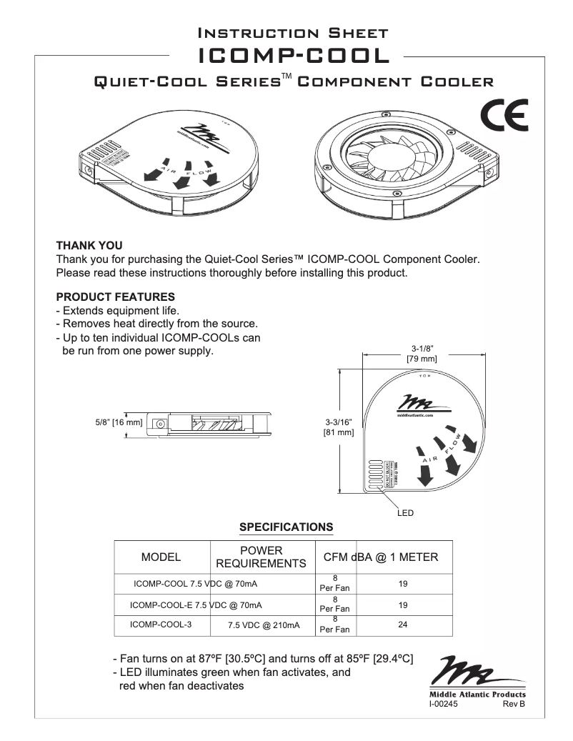 Página 1 del manual Manual de usuario Middle Atlantic ICOMP-COOL