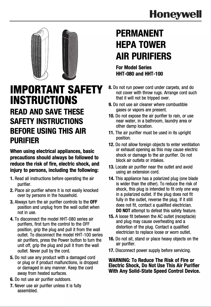 Página 1 del manual Manual de usuario Honeywell HHT-081