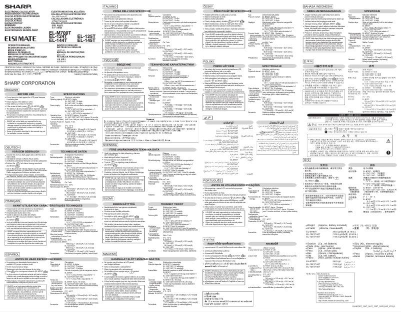 Página 1 del manual Manual de usuario Sharp EL-124T