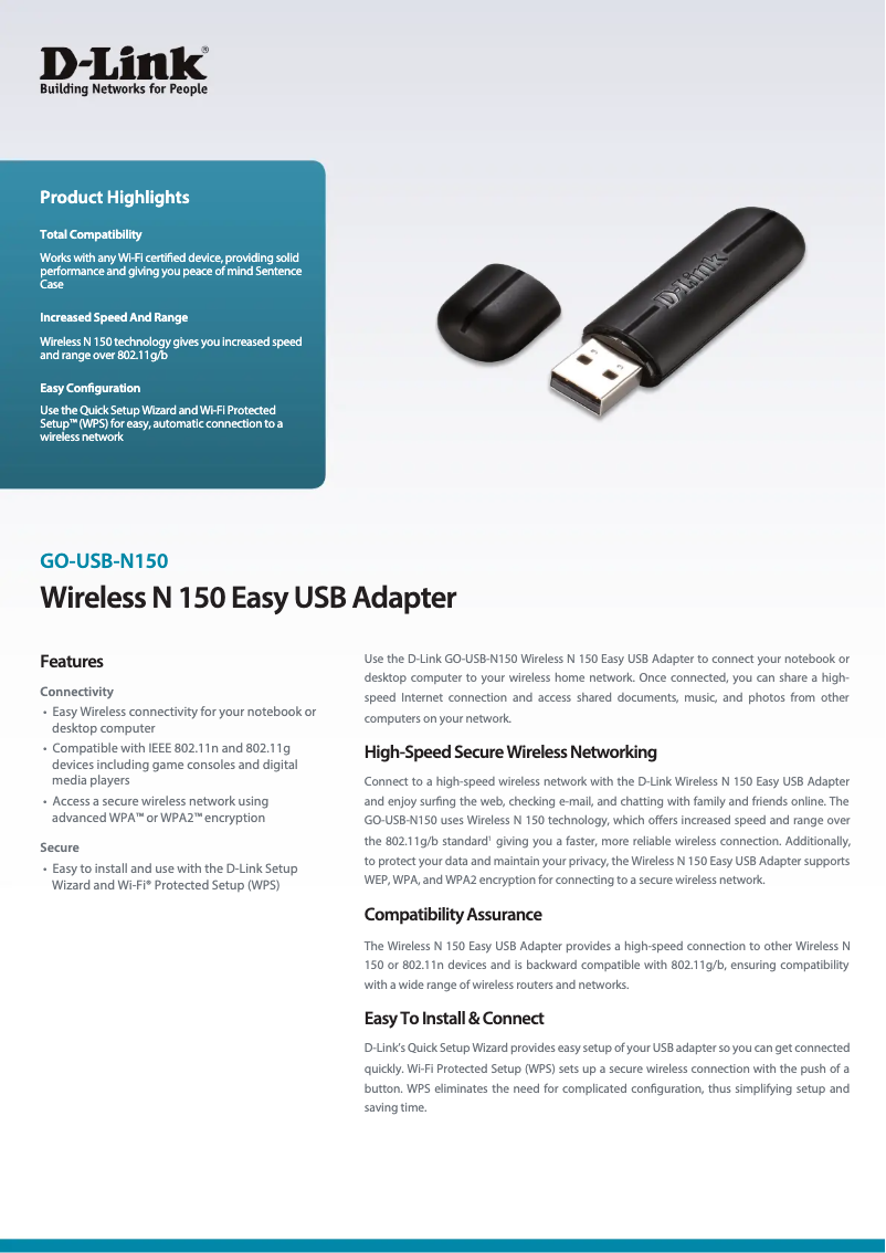 Imagen de la primera página del manual del dispositivo GO-USB-N150