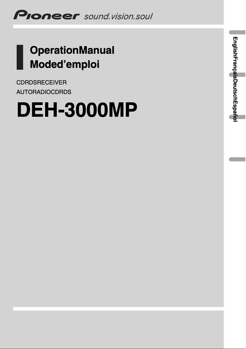 Página 1 del manual Manual de usuario Pioneer DEH-3000MP