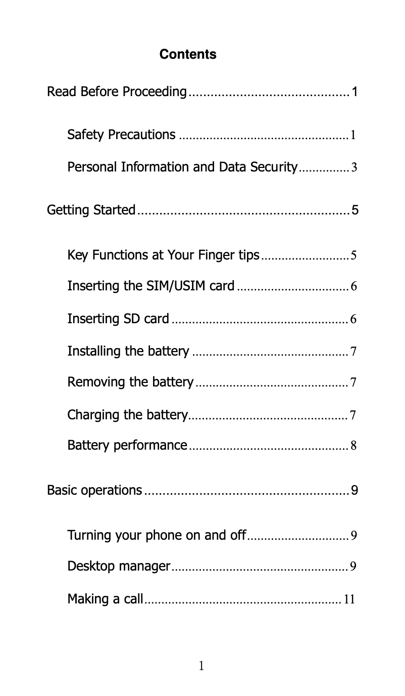 Imagen de la primera página del manual del dispositivo U980
