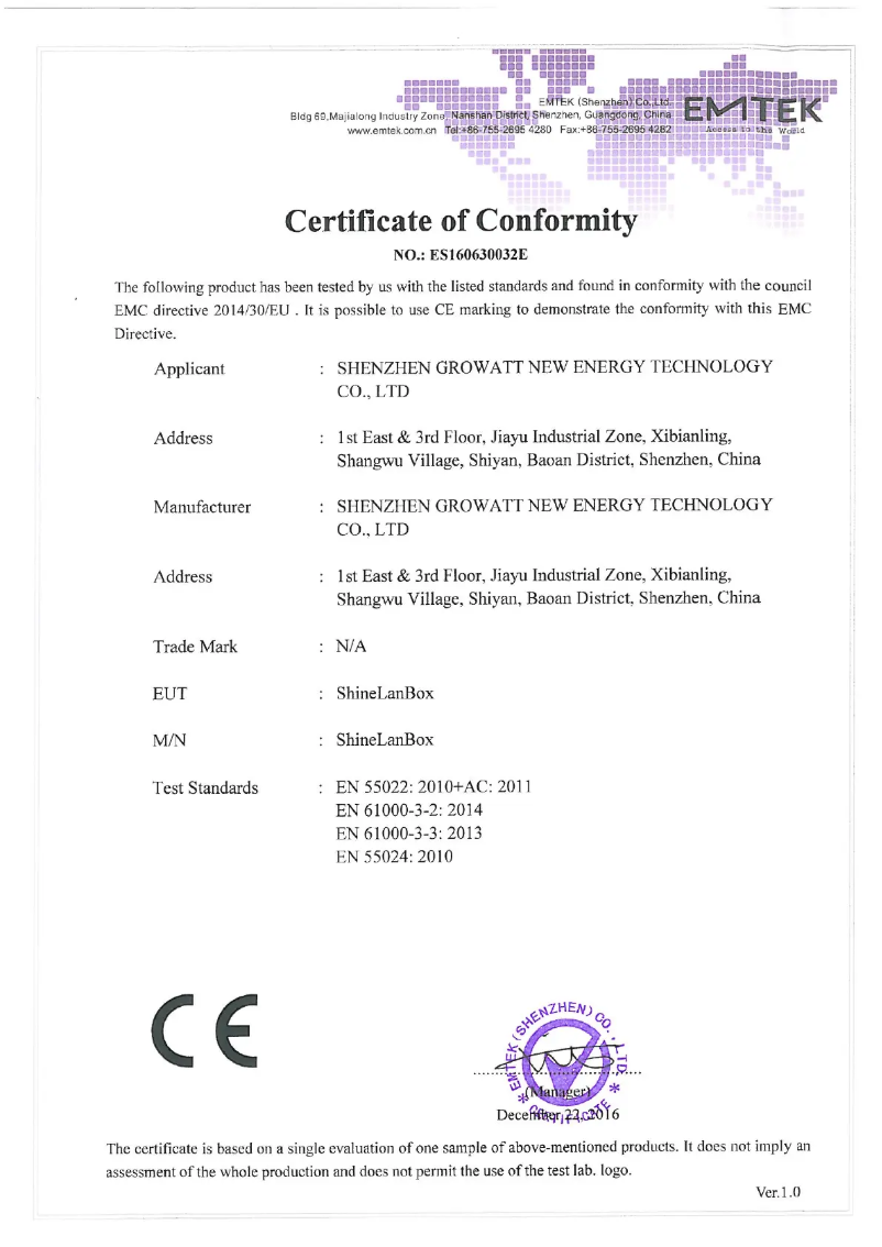 Página 1 del manual Guía de instalación Growatt Shine Master