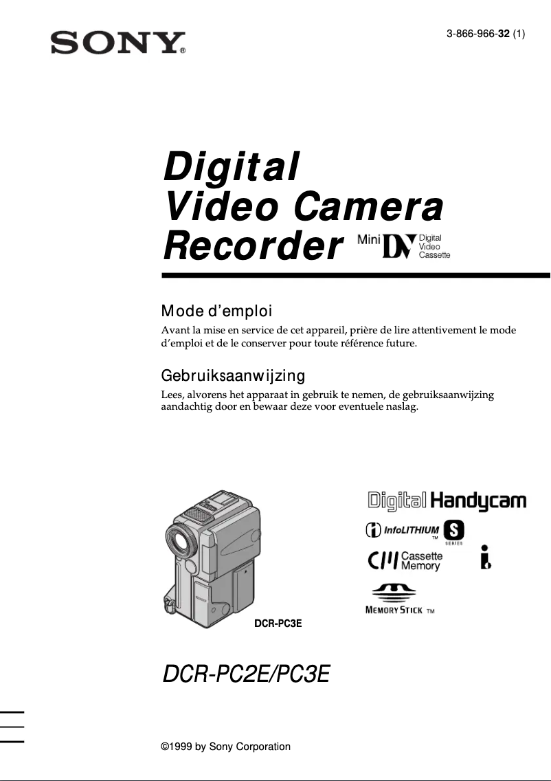 Imagen de la primera página del manual del dispositivo DCR-PC2E