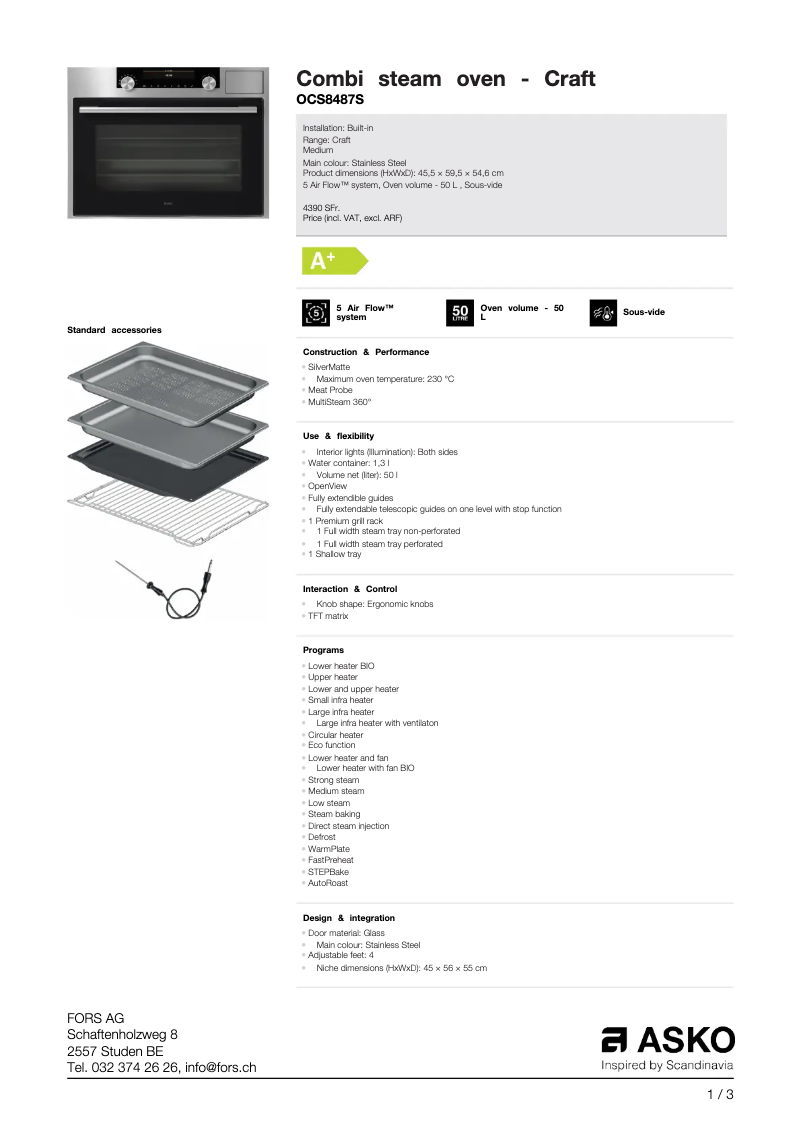 Página nº 1 - Ficha técnica Asko OCS8487S