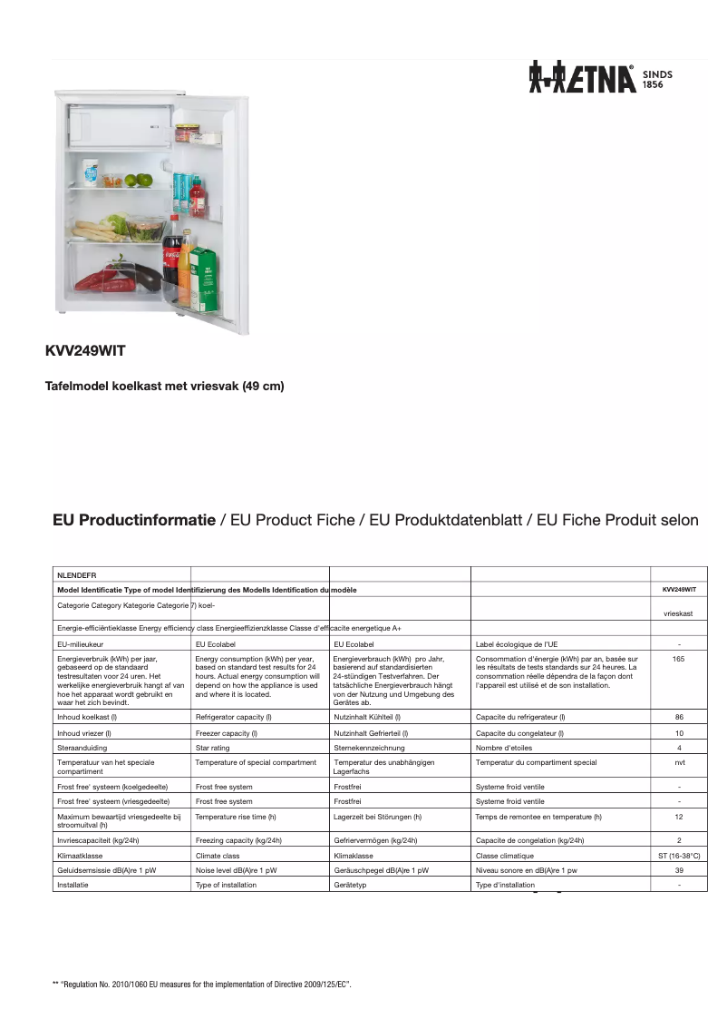 Imagen de la primera página del manual del dispositivo KVV249WIT
