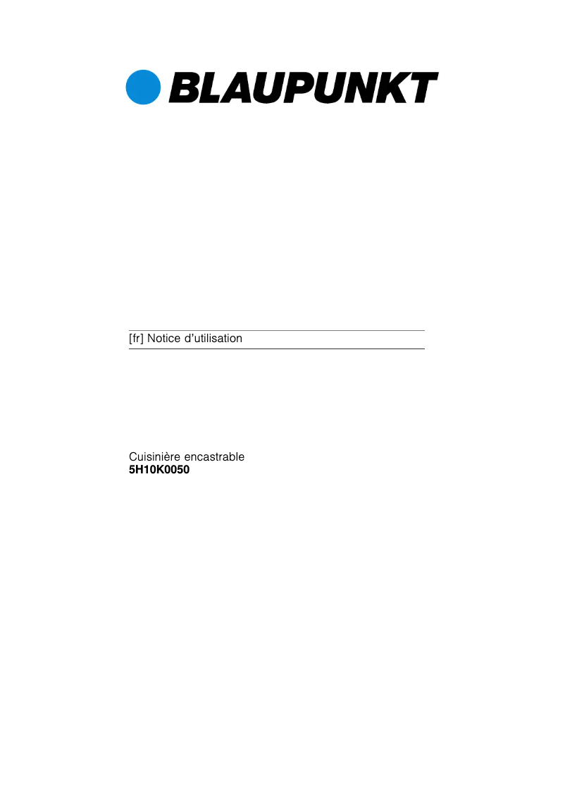 Página nº 1 - Manual de usuario Blaupunkt 5H10K 0050