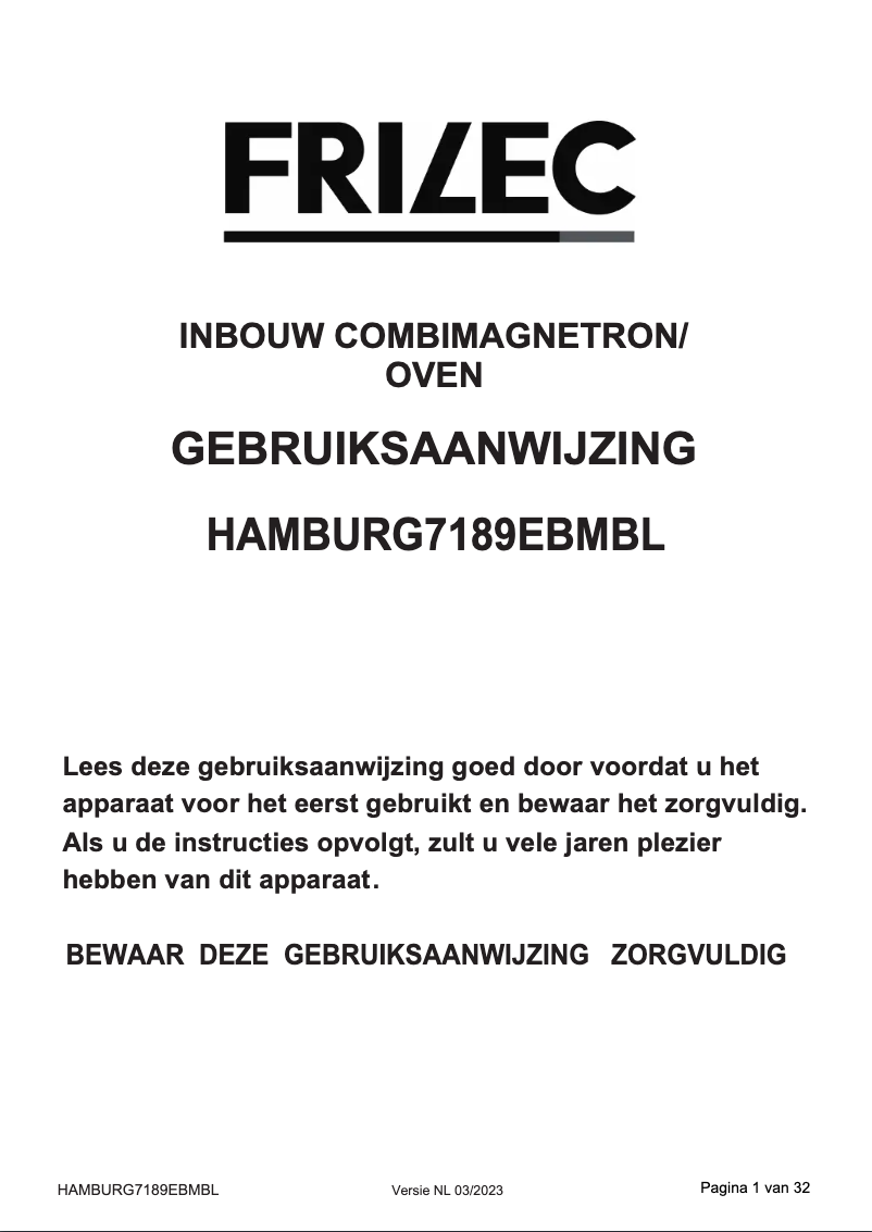 Imagen de la primera página del manual del dispositivo HAMBURG7189EBMBL