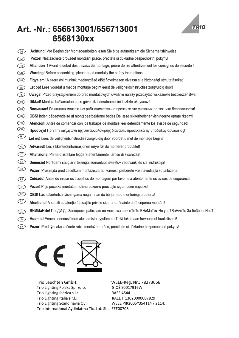 Imagen de la primera página del manual del dispositivo Milano 656713001